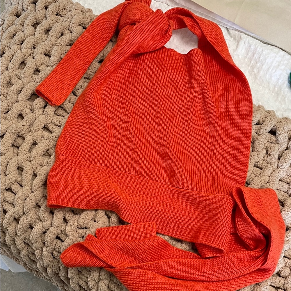 Free People Orange Sweater Wrap Top